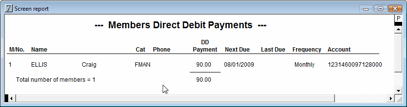direct debit list